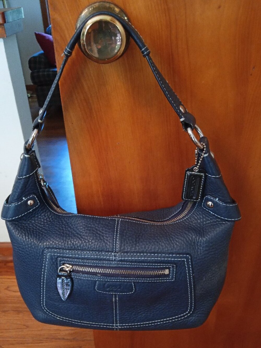 Coach leather Hobo shoulder bag - navy blue